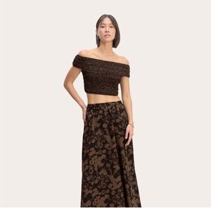Everlane Women's Supima® Pull-On Maxi Skirt in Black/Brown Floral